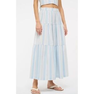 STAUD Sea Stripe Tiered Maxi Skirt